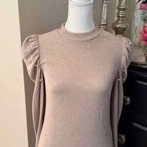 Zara Beige Sweater with Pearl Accents